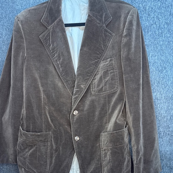 vintage 70s velvet blazer‎ jacket equestrian brown sz 40 - Picture 2 of 11